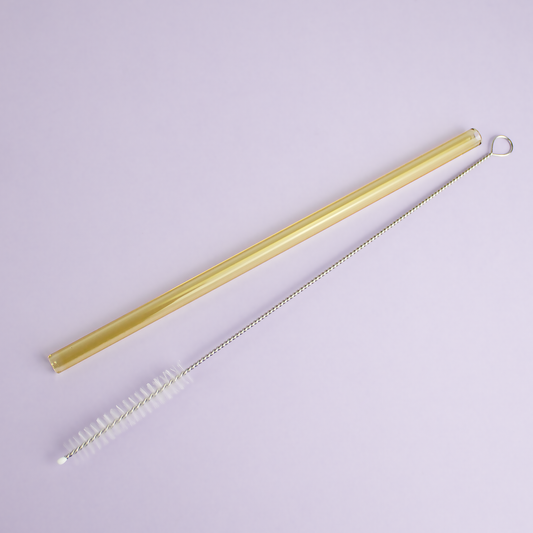 Paille en verre Jaune et Goupillon