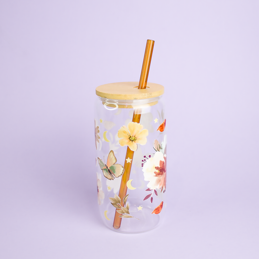 Paille en verre Orange et Goupillon