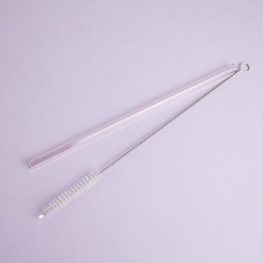 Paille en verre Rose et Goupillon