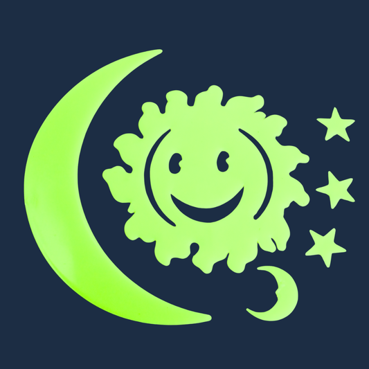 Lune + Soleil + Etoiles adhésives phosphorescentes luginae
