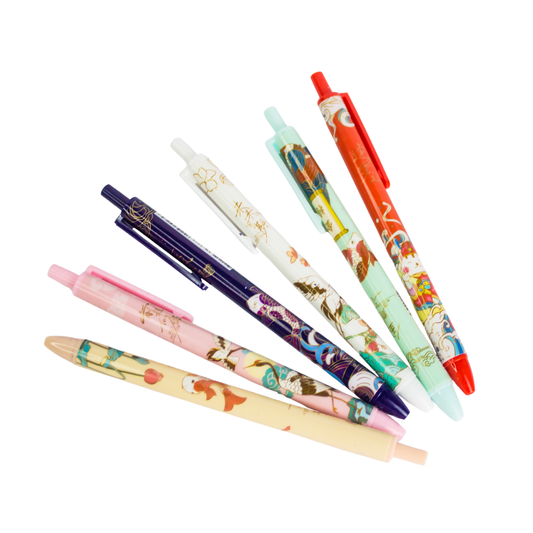 6 stylos rétractables à motifs 0,5 mm luginae