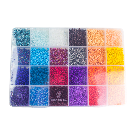Boîte de 3600 perles 24 couleurs 2 mm luginae