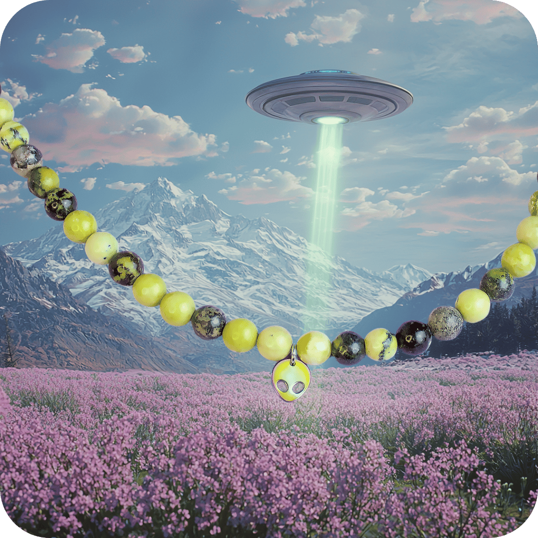 Collier ras de cou ALIEN vert pomme