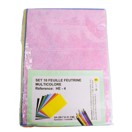 10 Feuilles Feutrine Multicolore A4 luginae