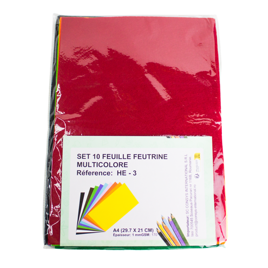 10 Feuilles Feutrine Multicolore A4 luginae