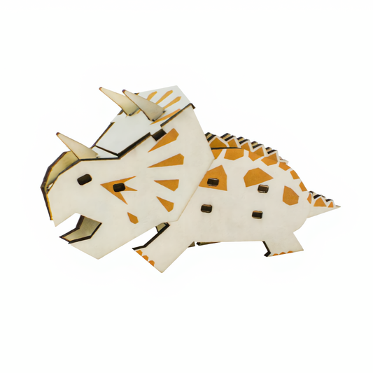 Puzzle 3D en bois naturel Tricératops luginae