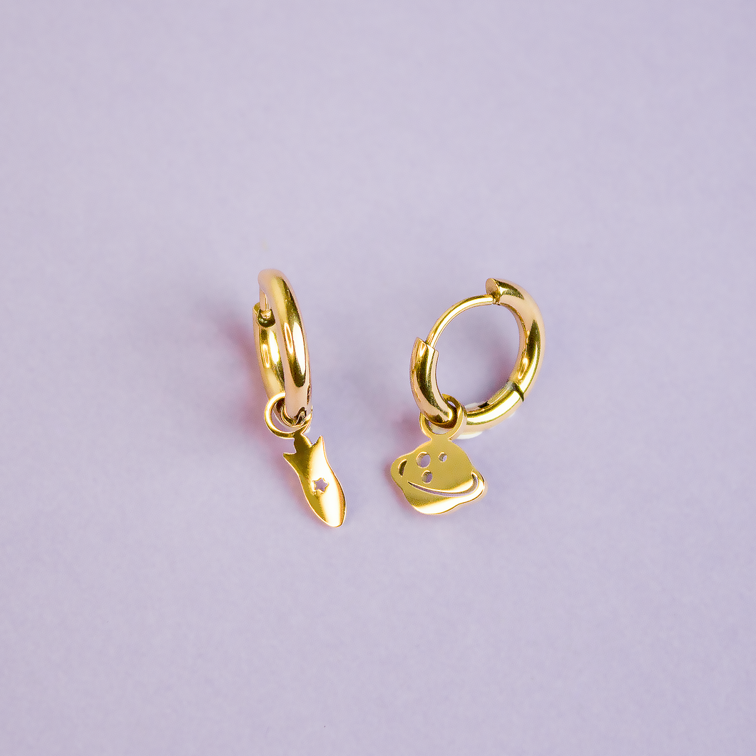 Boucles d'oreilles Spaceship et Exoplanète