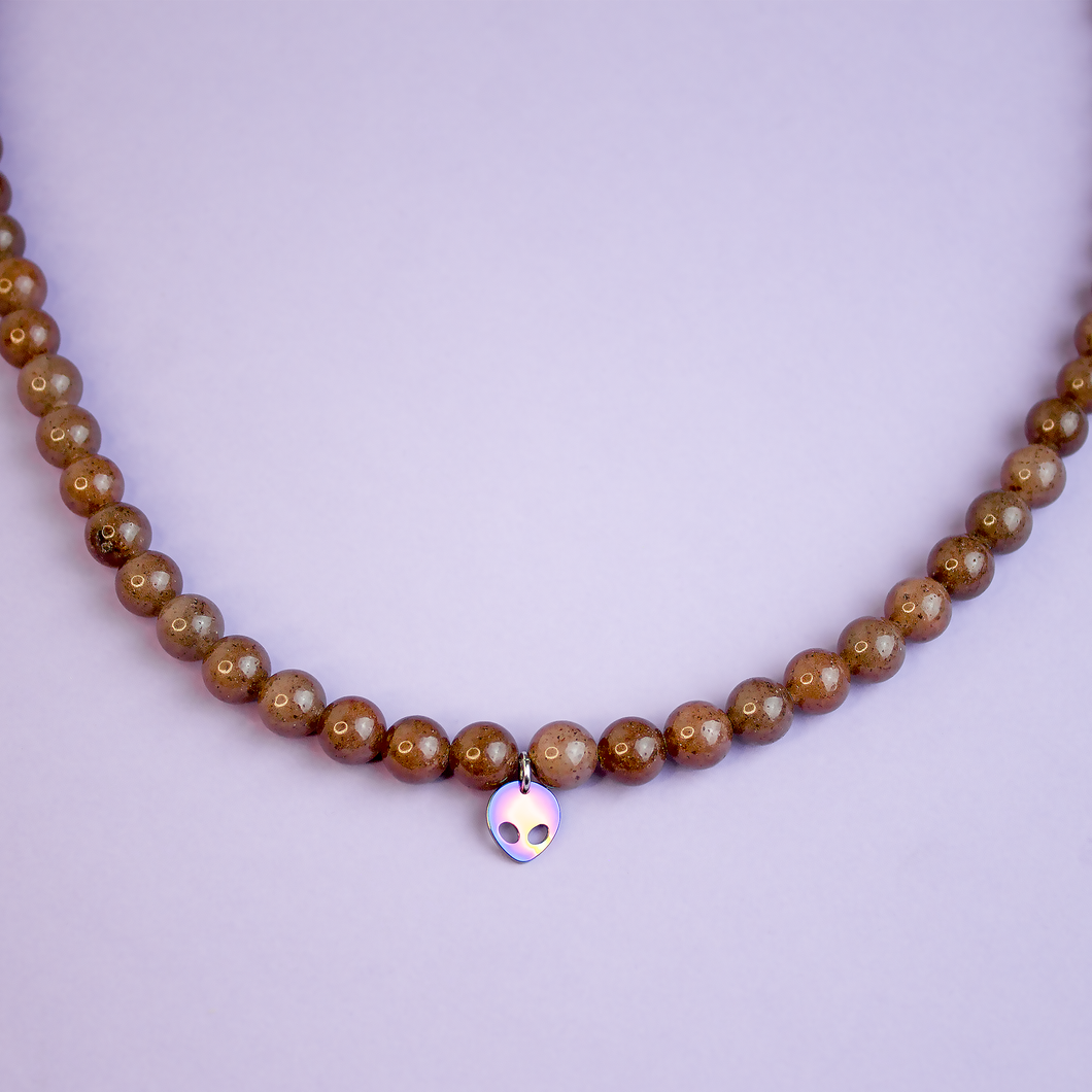 Collier ras de cou ALIEN Marron