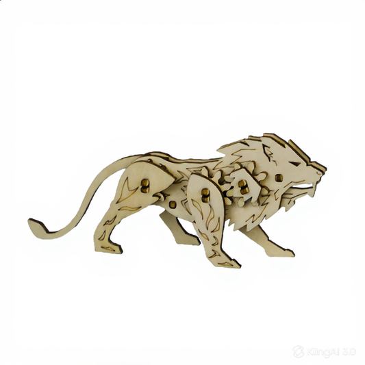 Puzzle 3D en bois naturel Lion luginae
