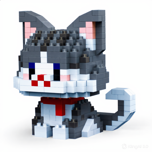 blocs de construction 2 en 1 chat gris luginae