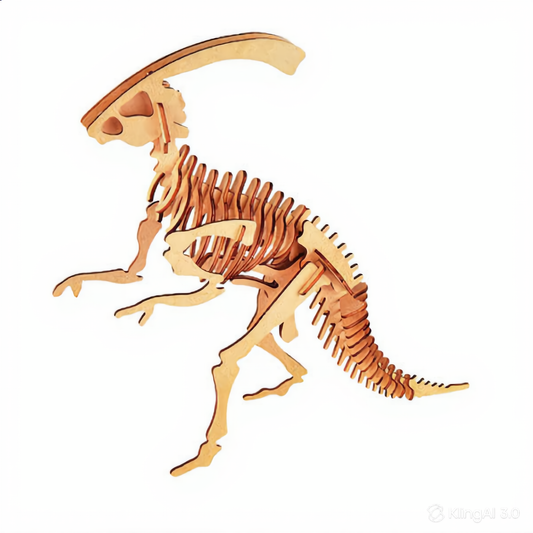 Puzzle 3D en bois naturel Parasaurolophus Kögler