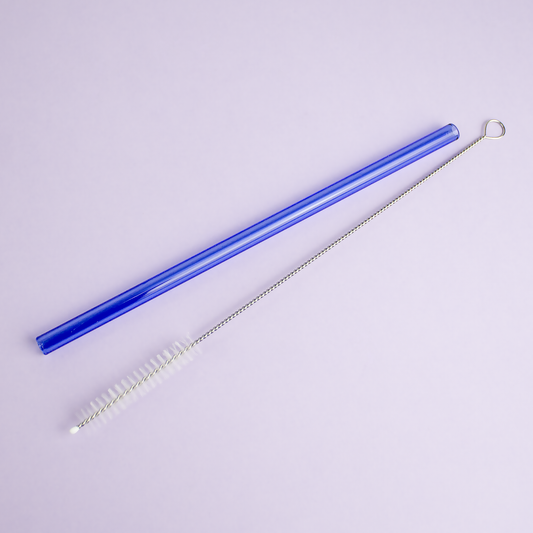 Paille en verre Bleu et Goupillon