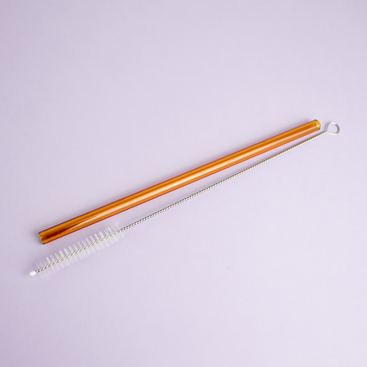 Paille en verre Orange et Goupillon