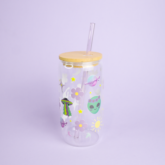 Paille en verre Rose et Goupillon